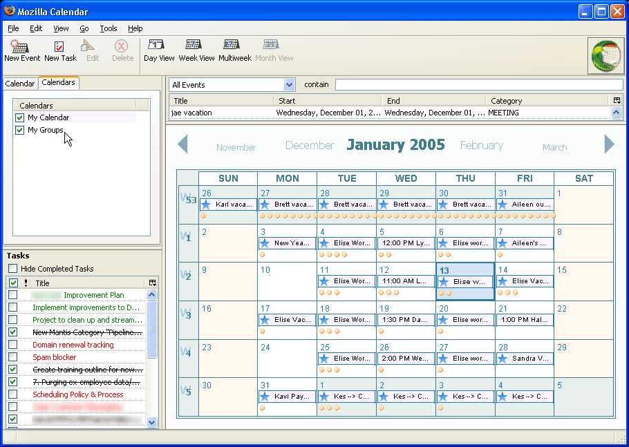 Mozilla calendar release